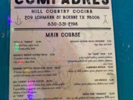 Compadres Hill Country Cocina menu