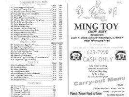 Ming Toy Carry Outs menu