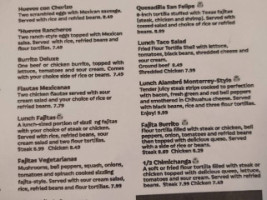 San Felipe Mexican menu