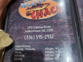 Walkertown Seafood Shack menu