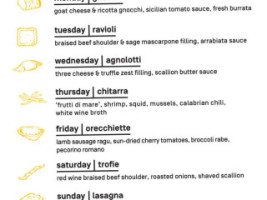 Forma Pasta Factory menu