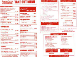 Spring Creek Barbeque menu