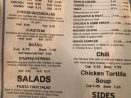 Pulidos Mexican menu