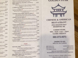 Golden Star Chinese American menu