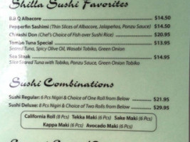 Shilla Teriyaki Sushi menu