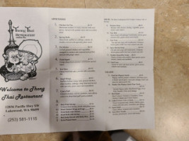 Thong Thai menu