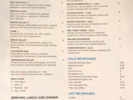 Senyai Thai Kitchen menu