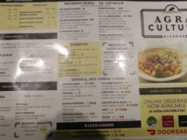 Agra Culture Kitchen menu