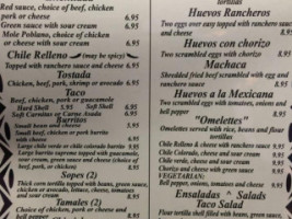 Morelia Mexican menu