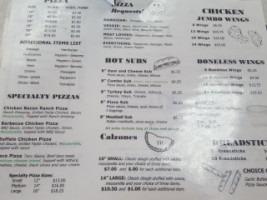 Tj's Pizza menu