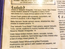 Bluebird Cafe menu