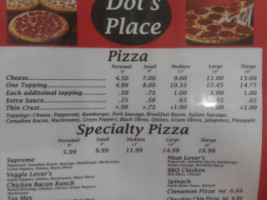 Dot's Place menu