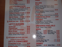 Lefty's Cheesesteaks menu