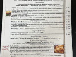 Puerto Madero menu