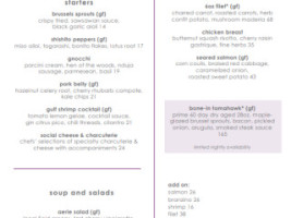 Aerie Lounge menu