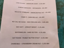 Industry Brewing menu