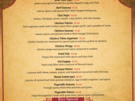 Des Pardes menu