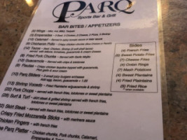 Parq Sports And Grill menu