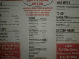 Moe's Original B Que menu