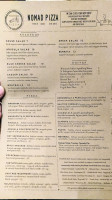 Nomad Pizza menu