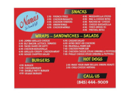 Nana's Ice Cream And Grill menu