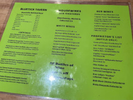 Bluetick Tavern menu