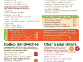 Natural Foods Cafe Market menu