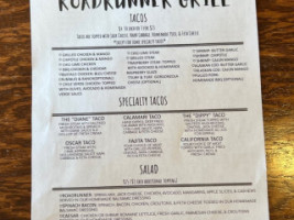 Roadrunner Grill menu