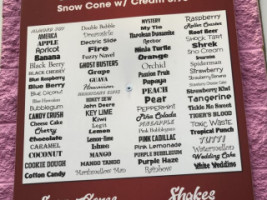 Jerry's Sno Cones menu