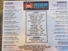 Krustaceans Seafood menu