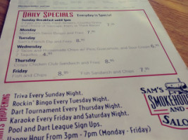 Sam's Smokehouse And Saloon menu