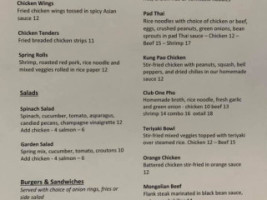 Club One Casino menu