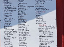 Snow Cones menu