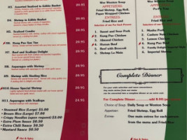 Silver Panda menu