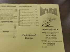 Dar's Pizza menu