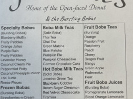 Portia’s Donuts menu