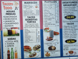 Taqueria Tacondo menu