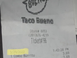 Taco Bueno menu