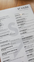 St. Kilda Cafe Bakery menu