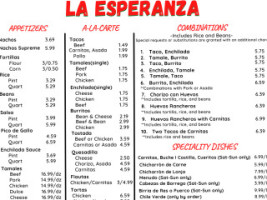 La Esperanza Bakery menu