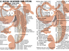 Blue Ocean Seafood Steak menu