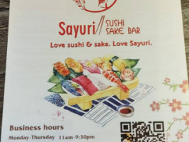 Sayuri Sushi Sake menu