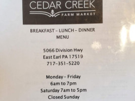 Cedar Creek Farm Market menu