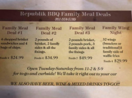 Republik Bbq And Brew menu