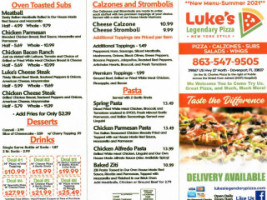 Luke's Legendary Pizza menu