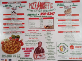 Pizzariffic menu