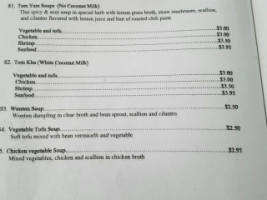 Thai Kitchen menu