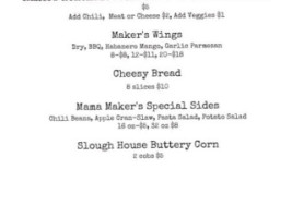 Maker's Mountain Eatery, Tap House And Wine menu