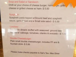 Sal's Tex-mex Diner menu