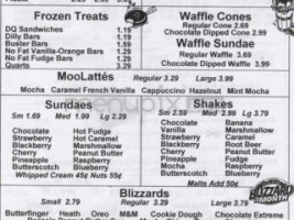 Dairy Queen menu